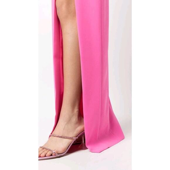 $1400 Monot Off Shoulder Fuchsia Pink Long Sleeve Maxi Dress Sz M - Picture 10 of 16